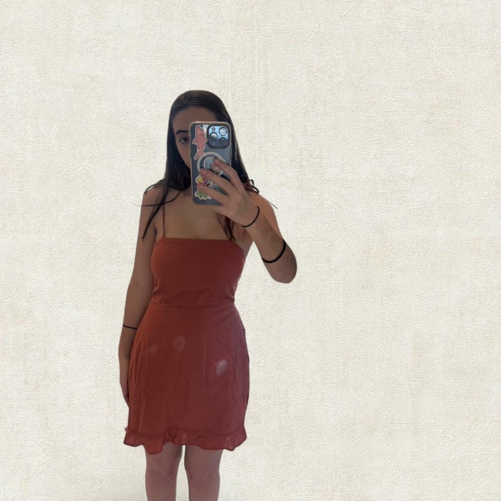 Abercrombie & Fitch Coral Smocked Top